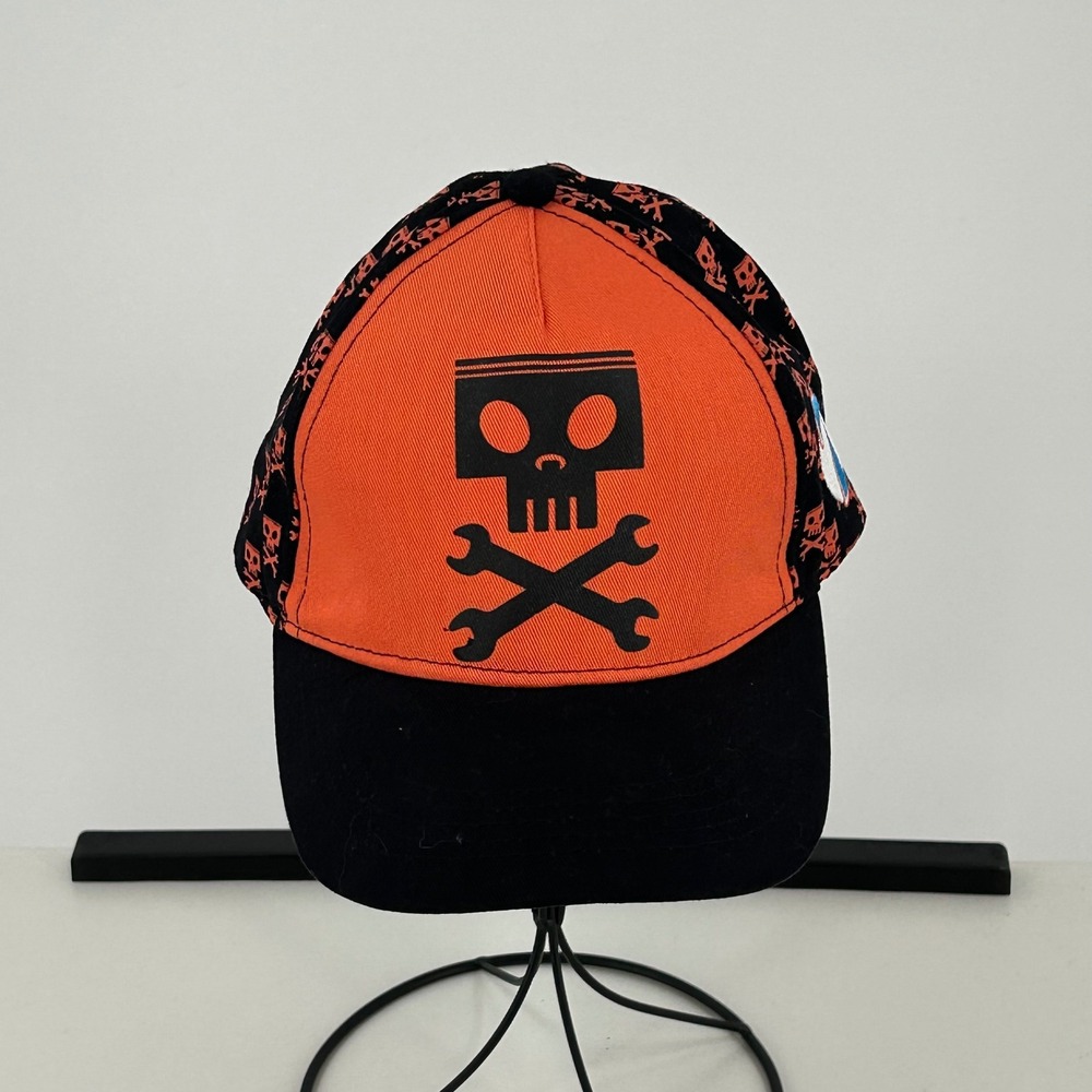 Disney Parks Skull Cross-Wrenches Orange Black Baseball Cap Hat Number 7